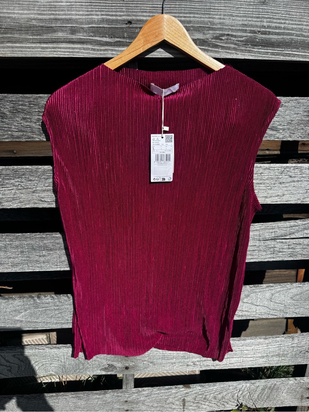 Mango Sleeveless Ribbed Tank - Burgundy